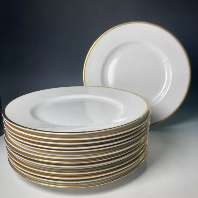 Vintage ROYAL WORCESTER Strathmore white & gilt gold rim 10.5” dinner plate
