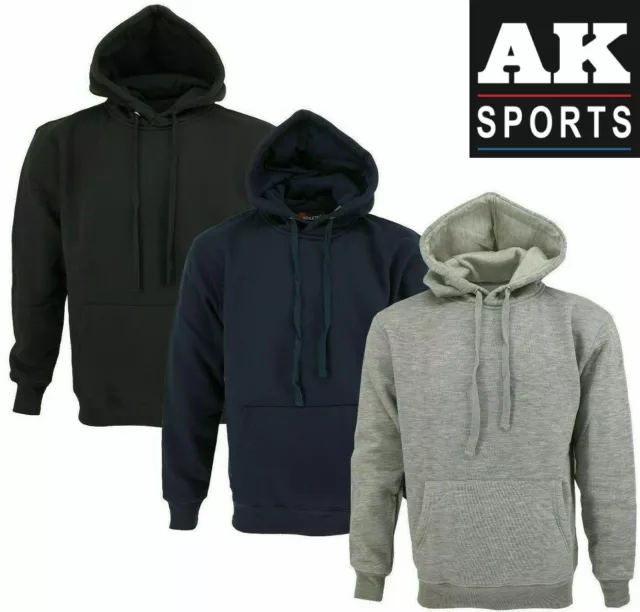 New Mens Hoodies Pull Over Hooded Kangaroo Fleece Plain Jacket Coat Warm Jumper