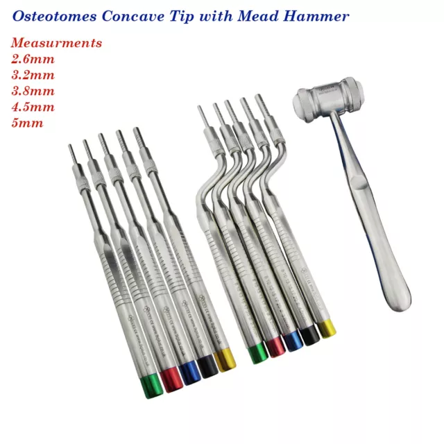 Osteotomes Sinus Offset Concave Angled & Straight Tip Dental Implant Instruments