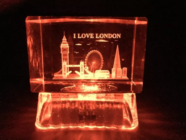 London 3D Skyline Crystal  With Colourful Changing Lights  England Souvenir Gift 3