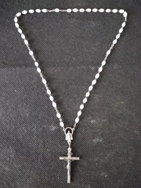 alter Rosenkranz mit Perlenkette, Mutter Maria und Kreuz, antik, gebraucht