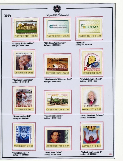 Österreich Lot personalisierte Briefmarken aus 2004 postfrisch siehe Bilder