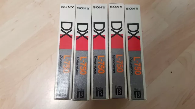 5 Beta Cassetten Sony DX L-750 Dynamicron 195 Min. (unbespielt), Hüllen defekt