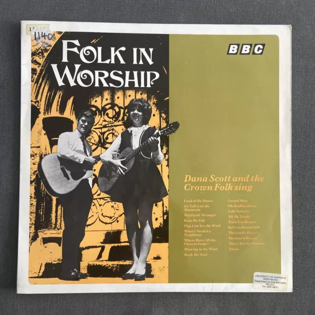 REC 58M Dana Scott Folk In Worship LP BBC EX/EX 1969 & Crown Folk, Folk In Worsh