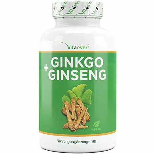 Ginkgo + Ginseng coréen Hautement dosé Qualité supérieure Végétalien 365 comprim