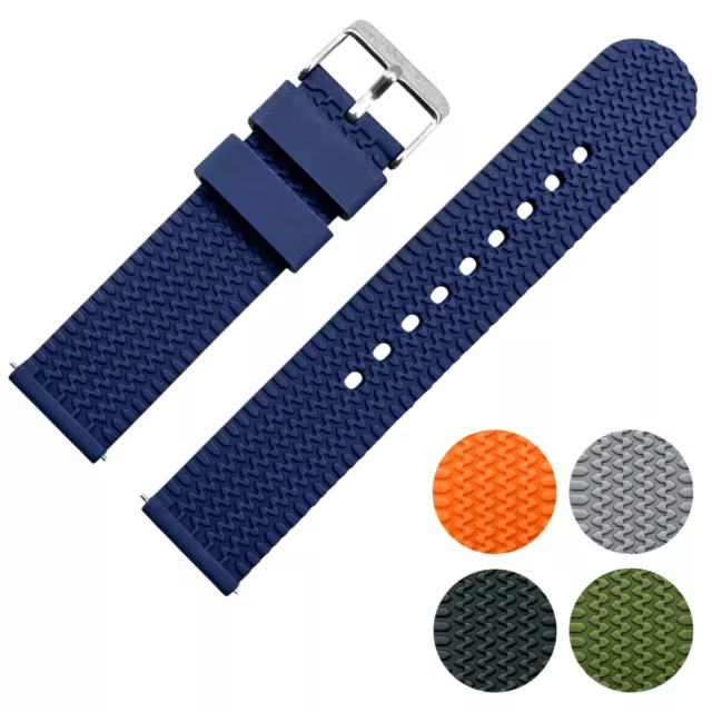 Watch Strap Silicone Tyre Tread Rubber Dive Band Quick Release 18mm 20mm 22mm UK