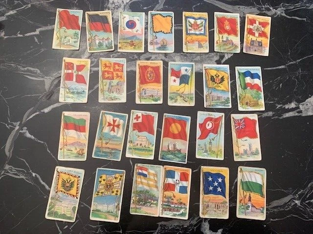Vintage Tobacco Cards, Lot Of 25 Different Recruit Brand Flags Of All Nations