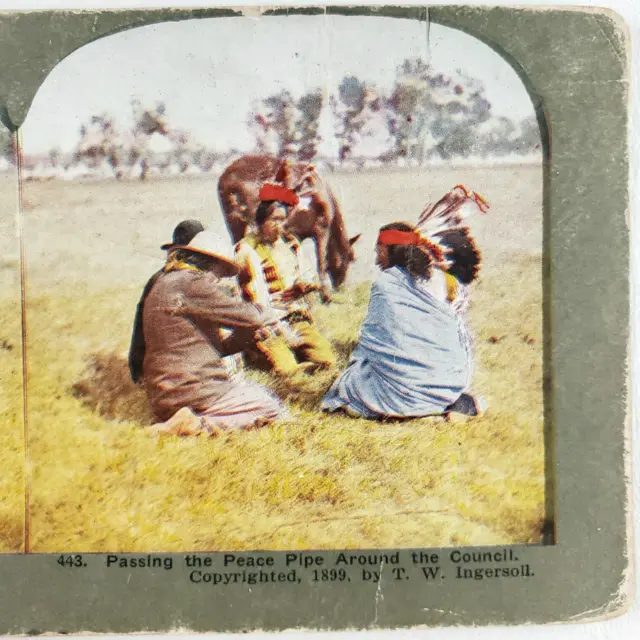 Indians Passing Peace Pipe Stereoview c1905 Sioux Chippewa Indigenous Men C1195