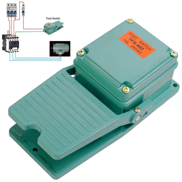 Industrieller Fußschalter 250V 15A | Aluminiumgehäuse Mit Rutschfestem Gummiboden | Für Maschinen & Geräte