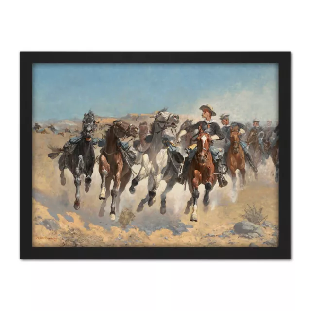 Remington Dismounted Fourth Troopers Horses 1890 Painting Framed Wall Art Print