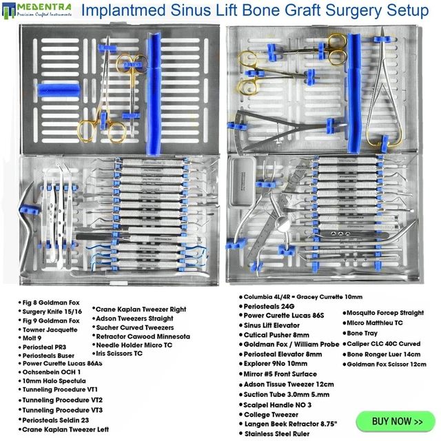 DENTAL IMPLANT ADVANCED Oral Dentistry Instruments Kit Curettes Forceps