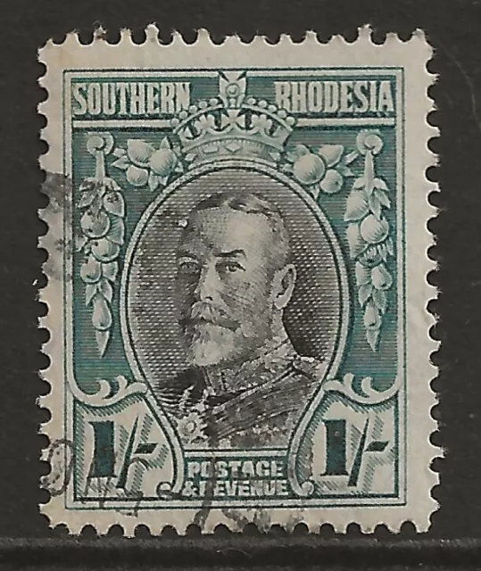 SOUTHERN RHODESIA 1937 1/- black & greenish blue (p14) fine used SG#23b cat £180