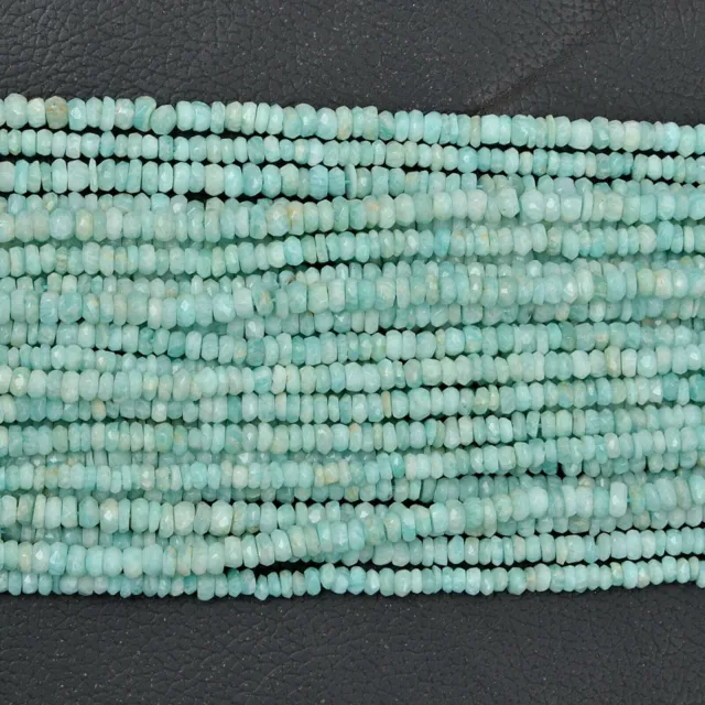 Rare Amazonite Gemstone Beads 13 Inch Strand 4-5 MM Faceted Rondelle Shape Gifts