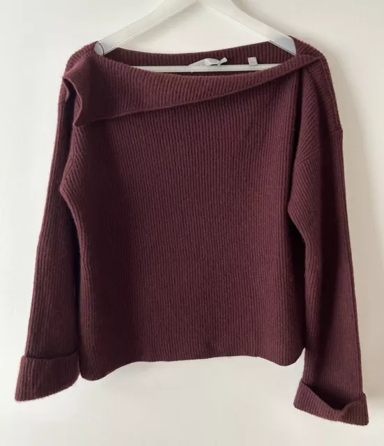 Vince Sweater Women’s Extra Small Burgundy Cashmere Off The Shoulder Asymetrical