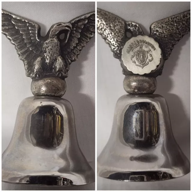 Vintage 2.5" Mid Century Silver Boston Massachusetts Eagle Handled Dinner Bell