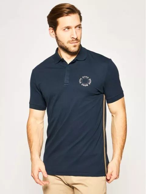 NEW Hugo Boss Men's Paddy Short Sleeve Polo Shirt Top Size Medium M Navy Blue