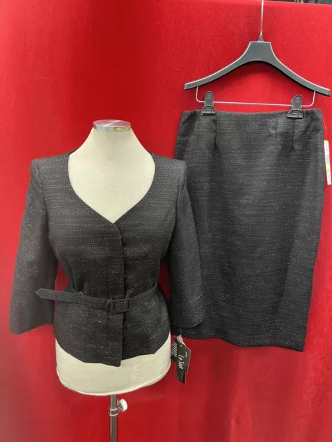 Lesuit Skirt Suit/Black/Size 18/New With Tag/Retail$240/Lined/Tweed/Holiday Suit
