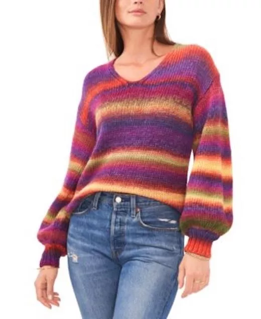 Vince Camuto Womens Roving Sweater Wool Striped Knit Long Sleeve Size XL NEW $89