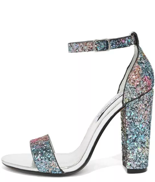 Steve Madden Carrson Multi Glitter Ankle Strap Heelssize 9