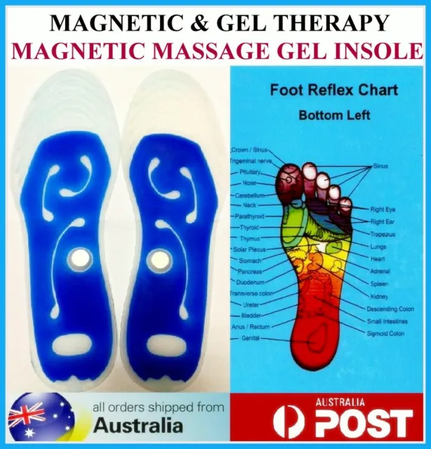 New ! Magnetic Gel Insole Shoe Insert Pain Relief Heel Feet Foot Massage Cushion
