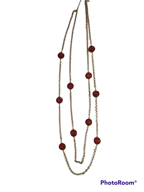 Charming Charlie Glass Stone Goldtone Necklace 36 Inch With 2 Inch Ext See...