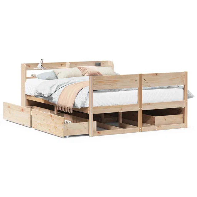 BED FRAME WITHOUT Mattress 150x200 cm King Size Solid Wood Pine vidaXL