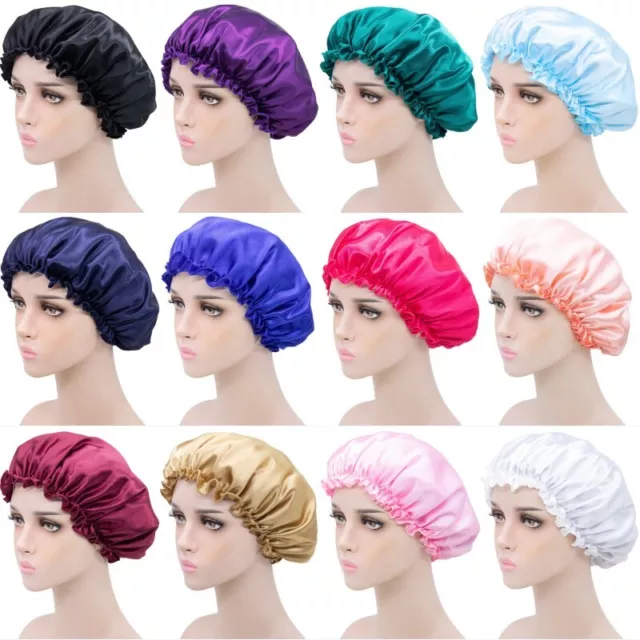 Solid Satin Elastic Nightcap Comfortable Rayon Womens Hair Care Beauty Sleep Hat