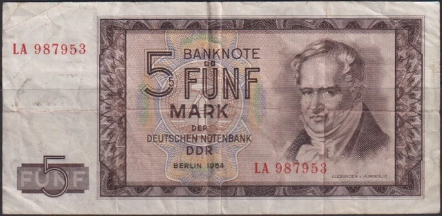 Germany DR; 5 mark Alexander von Humboldt/Humboldt University 1964 Fine