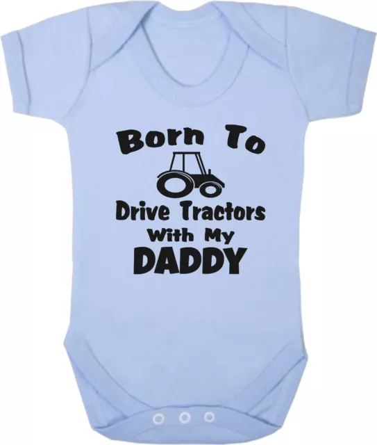 Born To Drive Tractors With My Daddy weich blassblau Baumwolle Baby Body Weste