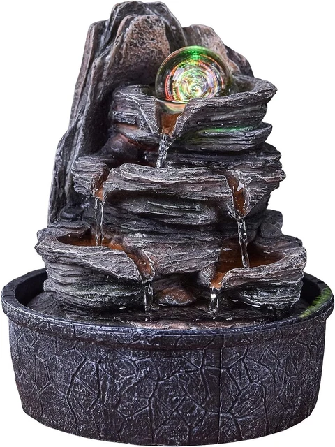 Fontaine d'intérieur Bouddha Zen Effet Pierre éclairée avec mur d'eau