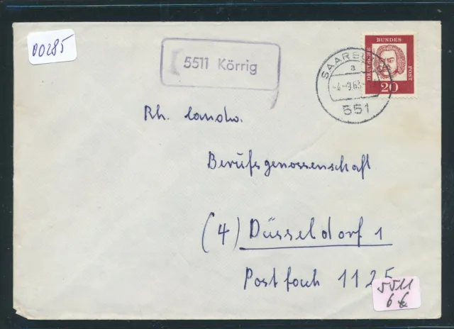 00285) Saarburg > Landpost Ra1 5511 Körrig, Brief 1963