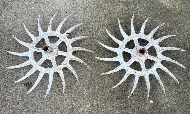 2 Vintage Rotary Hoe Garden Decoration Each One Is 21" Diameter