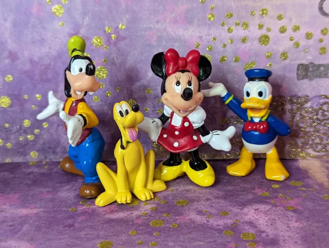 Lot of 4 Mickey & Friends PVC Toy figures Cake Toppers Minnie Donald Pluto Goofy