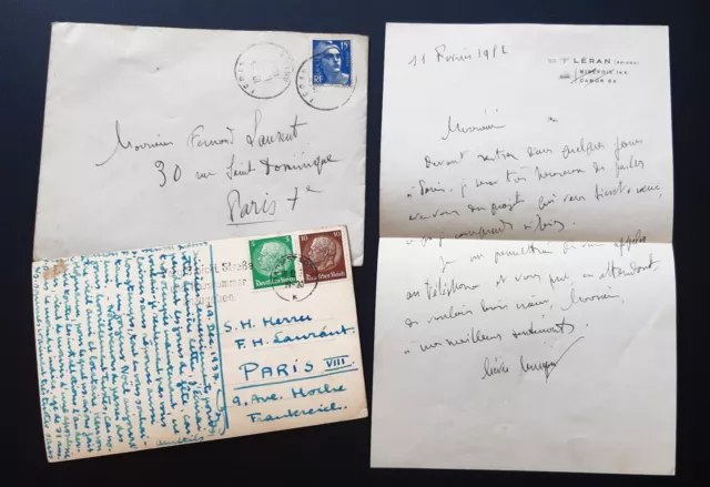 Combinación A Fernand-Laurent 1952 París Carta + Tarjeta Postal S. H. Herru