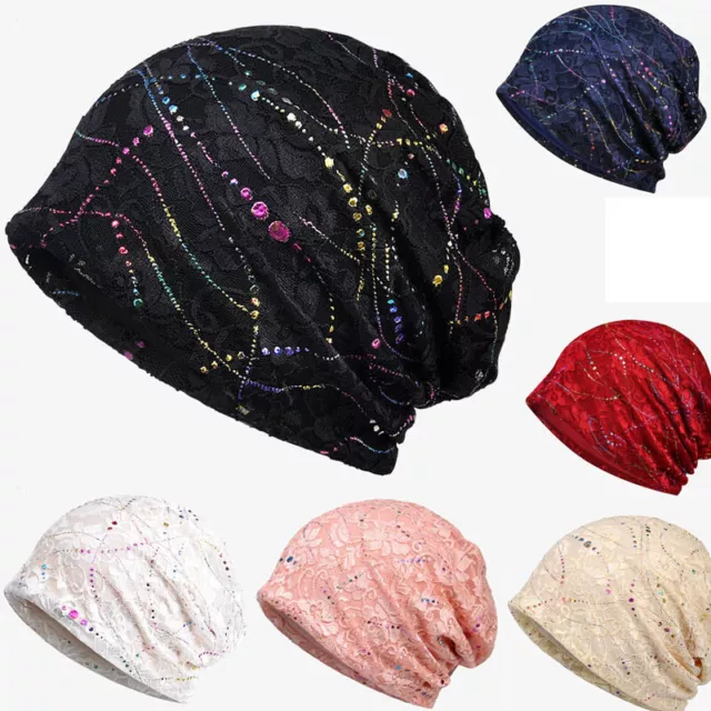 Women Lace Muslim Cancer Chemo Cap Baggy Hat Beanie Scarf Turban Headwrap