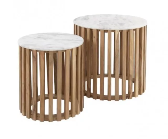 BRAND NEW - Solid marble side table set of 2 - RRP £250 - Grab A Bargain