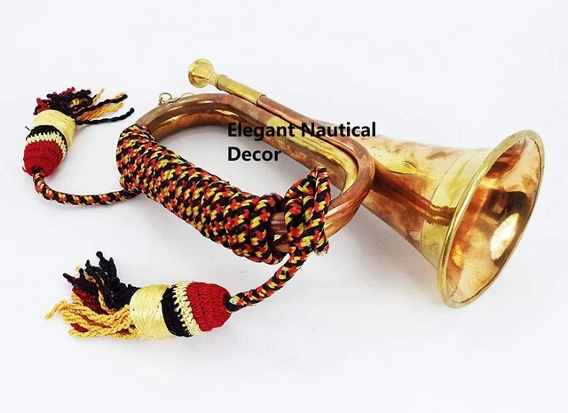 Bugle | Solid Brass And Copper Blowing Bugle | US Military Signal Horn Cavalry