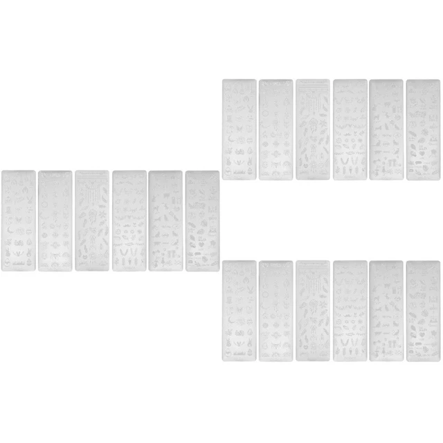 Juego de 18 placas de estampado de plantillas de manicura de aleación decorativa esmalte de uñas