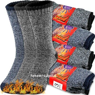 3-12 Pairs Mens Heavy Duty Winter Warm Thermal Heated Work Crew Boots Socks 9-13