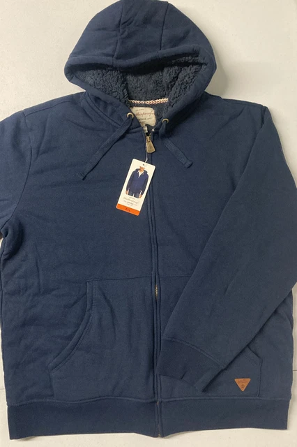 Weatherproof Vintage Men’s Sherpa Lined XXL 2XL Full Zip Hoodie NAVY Sweatshirt