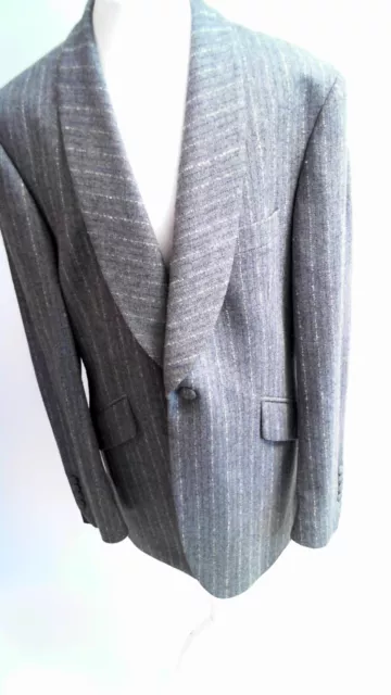 Bespoke HQ Grey Tweed Pinstripe Suit Jacket