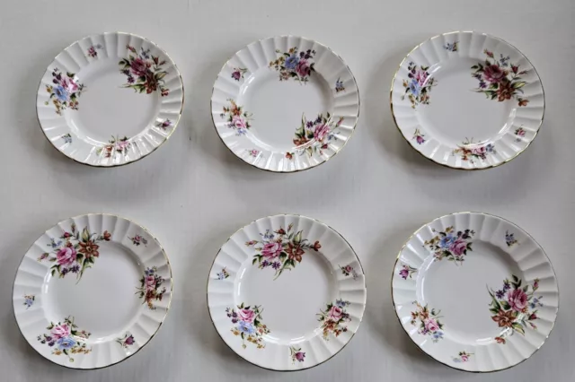 Vintage Lot Of 6 Royal Worcester Floral Salad/Bread Plates Fine Bone China