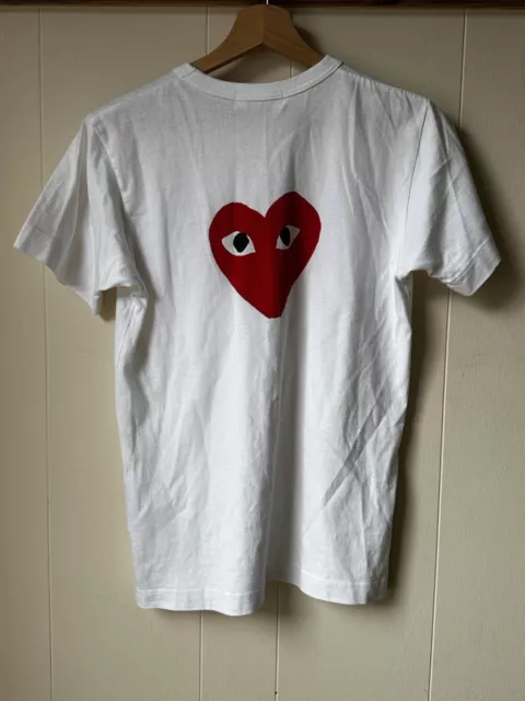 COMME DES GARCONS Shirt Womens Large PLAY Gray Heart Graphic Tee