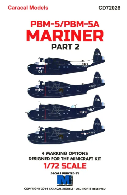 Caracal Decals 1/72 MARTIN PBM-5 PBM-5A MARINER Flying Boat Part 2
