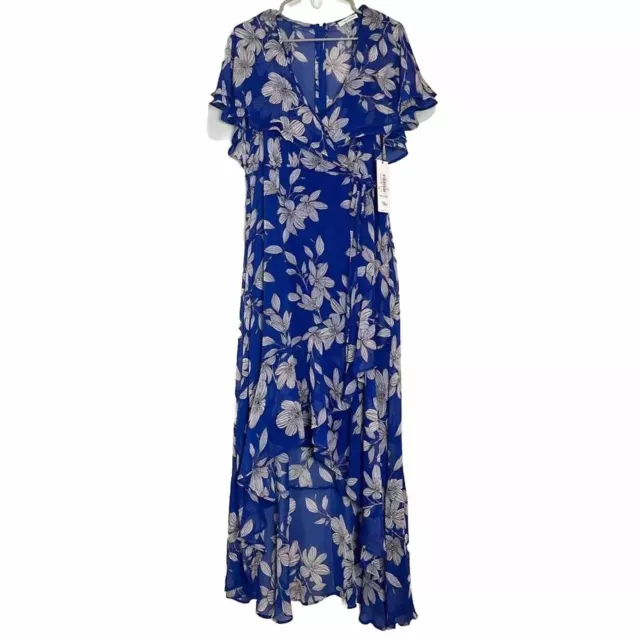 NWT Calvin Klein Floral Print Surplice V-Neck Flutter Sleeve Dress Size 12