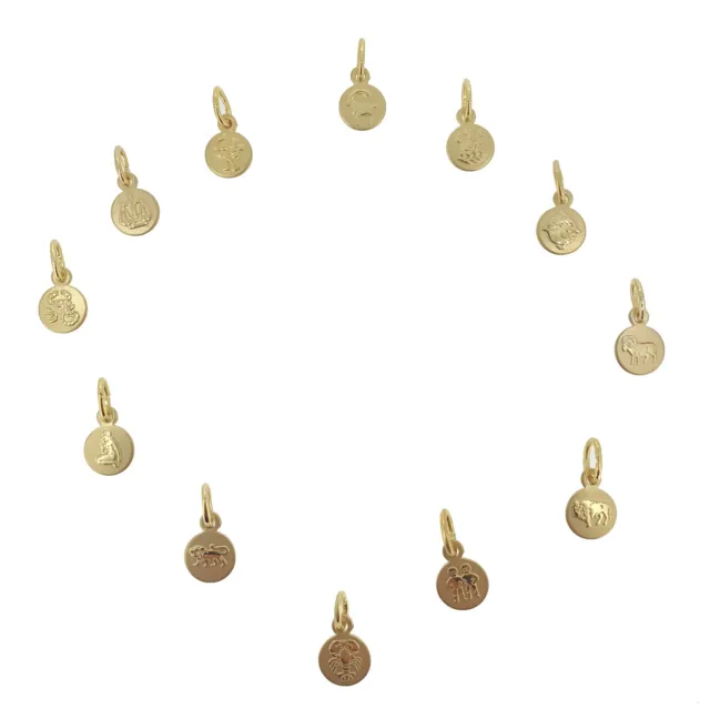 Echt Gold 333 Gelbgold Juwelier Sternzeichen Anhänger rund 6 mm Scheibe Kreis 2