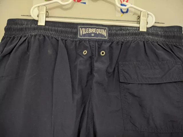 Vilebrequin Shorts Mens 2XL Blue Swim Trunks Mesh Lined Drawstring Pocket Solid