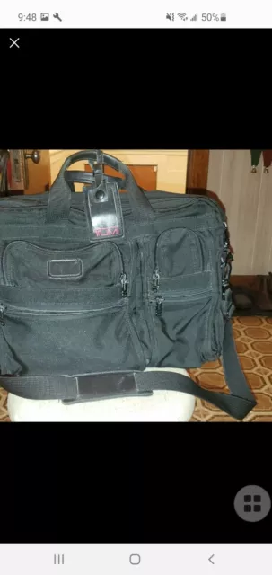 Tumi Alpha  Expandable Black Nylon Briefcase Work Shoulder Bag