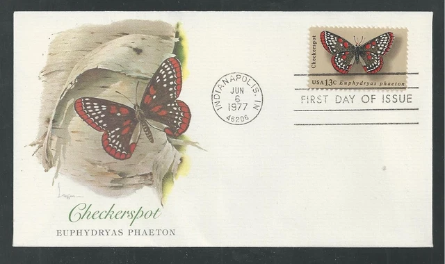 Checkerspot Butterfly Butterflies   Fleetwood  Cachet 1977 Fdc Unaddr
