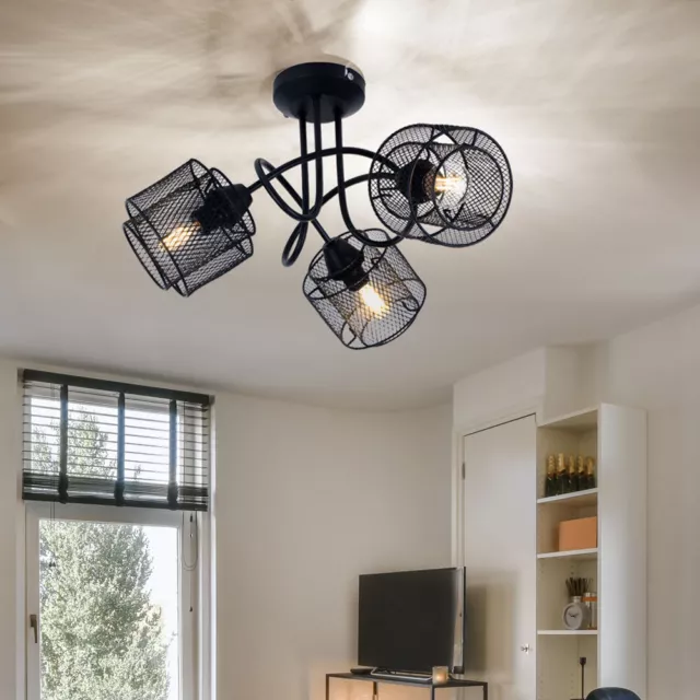 Deckenleuchte Deckenlampe Wohnzimmerleuchte Rondell Käfig E14 schwarz D 46 cm